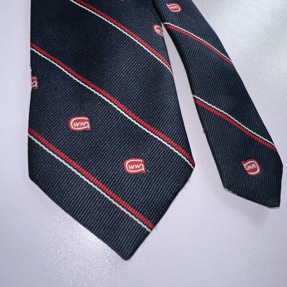 Uniform Tie Made By Martin’s Uniform (58L 3W) Navy Blue With Red And While Strip - Picture 1 of 6